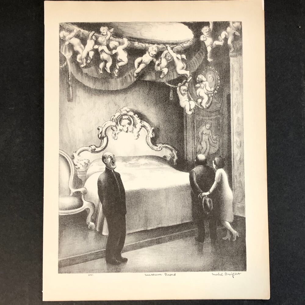 Mabel Dwight "Museum Guard" 1930s Art Print Treasury Collection Sketch WPA Vtg